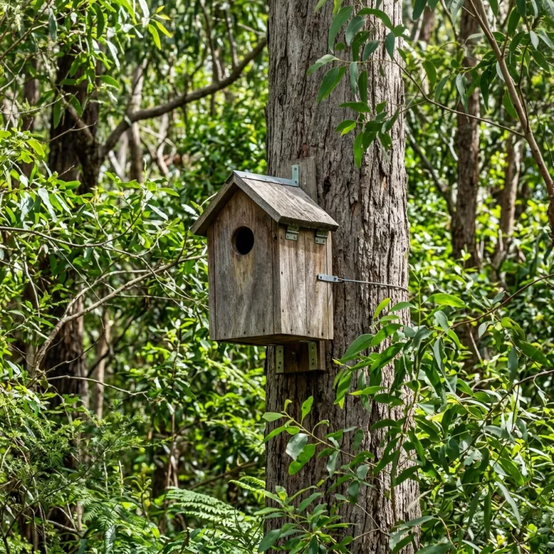 Animal nesting box installed as a humane alternative to a Melton roof cavity